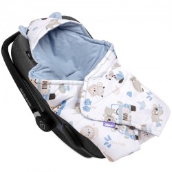 Bombažna odejica za avtosedež Jukki Blue Safari 